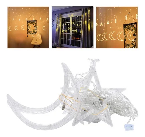 Miniatura 3 de LUCES NAVIDAD CASCADA LUNA Y ESTRELLA 3M